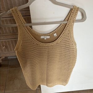 Vince Tan Ribbed Cropped Tank Top